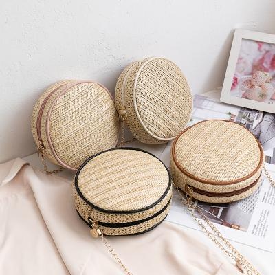 China Lady Handbag Eco Friendly Straw Ladies Handbag Beach Straw Shoulder Bags Round Rattan Bag For Travel for sale