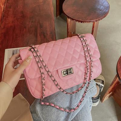 China 2021 Summer Mini Handbags High Quality Shoulder Bag Fashion Handbags/Stainless Steel Chain Solid Color Premium Chain Ladies For Women for sale