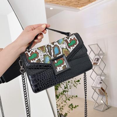 China High Quality/Stainless Steel Chain Ins Fashion Design Luxury Ladies Handbag 2021 Fashion Color Block Stone Shoulder Bag for sale