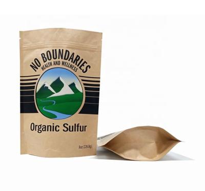 China Moisture Proof PLA 8oz Eco Friendly Organic Sulfur Kraft Paper Biodegradable Packaging Bags for sale