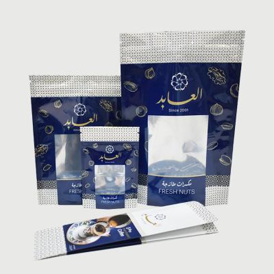 China Custom Food Moisture Proof Mylar Shape Smell Proof Nuts Stand Up Plastic Packaging Zip Lock Bag With Logos for sale