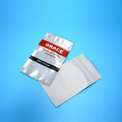 China Custom Design Permanent Makeup 15ml Micro Pigment Micro Mylar Mini Cosmetic Matte Ziplock White Bag Wholesale for sale