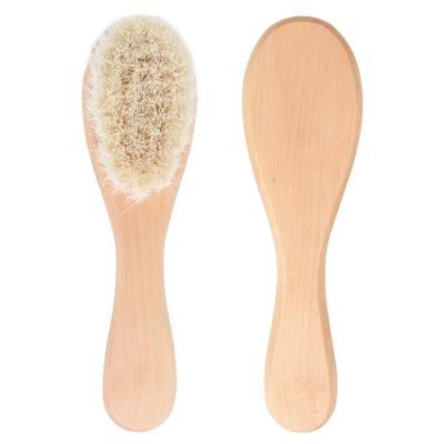 China Waterproof Bamboo Amazon Hair Playbrush Wooden Handle Material And Soft Material Bristle Brush Baby Goat Stiffen Cute Newborn Kids Hairbrush for sale