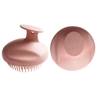 China Amazon Hot Sale Pink Biodegradable Wheat Straw Soft Logo Custom Silicone Teeth Cushion Women Care Massage Shampoo Head Brush for sale