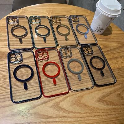 China 2mm TPU Shockproof Case Plated Magnetic Glossy Back Cover For Iphone 6 7 8 Plus Chrome Magnet Back Case Good Quality for sale