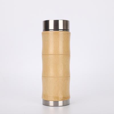 China NEW 500ml Temperature Display LED Stainless Steel Sustainable Bamboo Thermo Camping Mug for sale