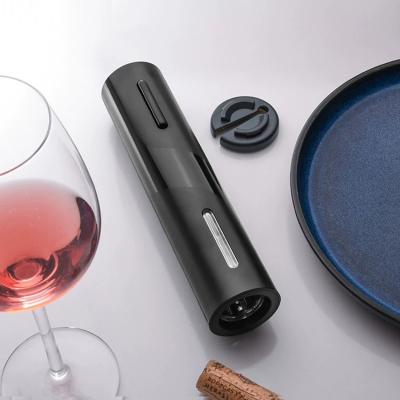 China 2021 Hot Selling Rechargeable Electric Wine Opener ABS Black USB Wine Opener with Stainless Steel Cork Screw Wine Bottle Opener Wine Opener for sale