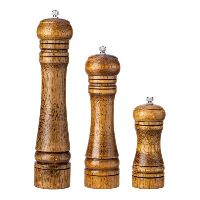 China Viable Round Shape 5 8 10 Inch Manual Oak Wood Pepper Grinder Mechanism Spice Salt And Pepper Grinder Set For Pepper zu verkaufen