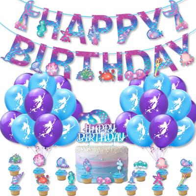 China New Party Cake Topper Latex Kid Birthday Party Decorations Mermaid Tail Balloon Set for sale