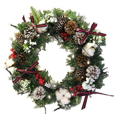 China Chimeras Holiday Decorate Christmas Ornaments Pine Cone Ribbon Decoration 30cm 40cm Garland Decorations Christmas With Led Lights for sale