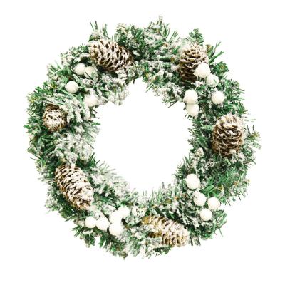 China Chimeras Holiday Decorate 30cm Christmas Garland Pvc Flocking Decorations Pre-decorated Christmas Wreath Door for sale