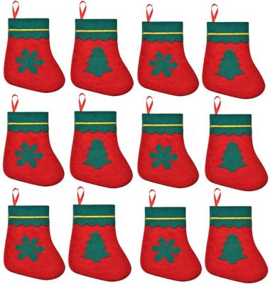 China Christmas Stocking Mini Christmas Stocking Snowflake Pine Hanging Stockings Set Christmas Ornament Pendants for sale