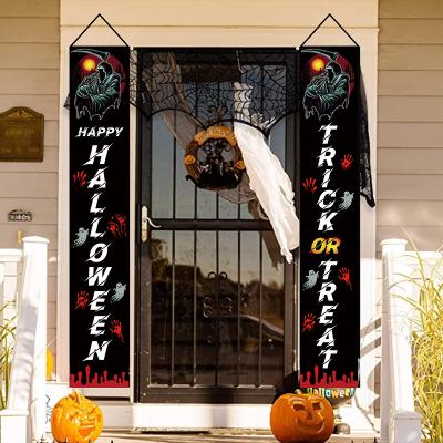 China Rectangle Halloween Decorations Banners Witch Halloween Curtain Doorbanner Ghost Festival Magic Curtain for sale