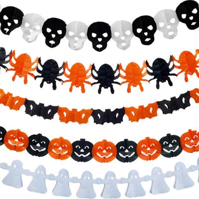 China Halloween Decoration Supplies Spider Pull Flag Stage Layout Props Pumpkin Paper Halloween Garland for sale