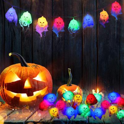 China Halloween Halloween Outdoor Decoration Gauze Ghost Halloween String Lights White Colorful for sale