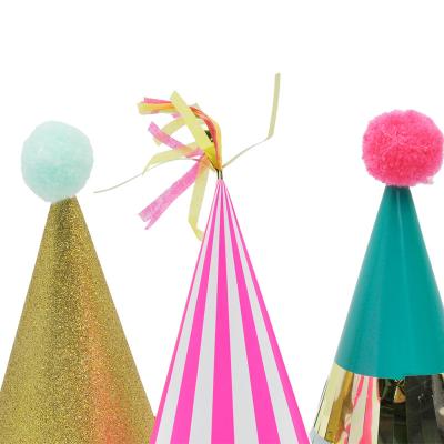 China 2021 Birthday New Year Party Foil Tassel Tassel Paper Hat Colorful Birthday Hat Crown for sale