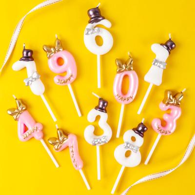 China Party Birthday Decoration Boy Girl Kids Birthday Decorating Supplies Tools Number Happy Birthday Birthday Cake Toppers for sale