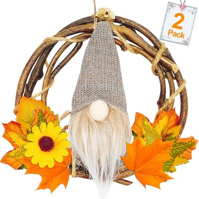 China Christmas Maple Leaf Sunflower Vine Wreath Fall Home Decoration Gnome Thanksgiving for sale