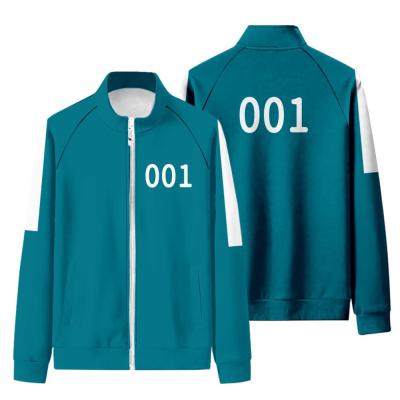 China Squid Game Breathable Jacket Sportswear Fall Stand Up Collar Zipper Mens Hoodies Clothes for sale