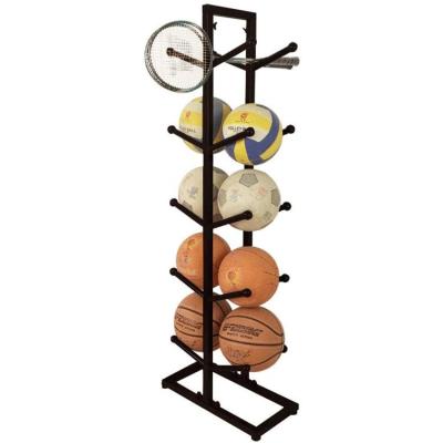 China Workable Basketball Garage Sports Equipment Vertical Freestanding Organizer Display Stand For Volleyball Soccer Ball Storage Rack for sale