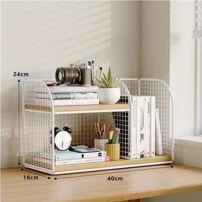 China Vintage Wooden Desktop Storage Paper Viable Organizer with 2 Drawers for Desktop Storage Wire with Metal Stationary Organization for sale