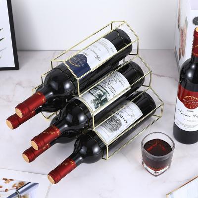 China Bar 2 Tier Sustainable Kitchen Pantry Cabinet Wine Table Rack For Metal Wine Rack Honeycomb 6 Bottle Wine Rack for sale