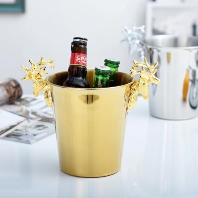 China Stored Main Ice Bucket Deer Hotel Hotel Red Wine Stainless Steel Metal Stainless Steel Ice Bucket Wholesale Ice Bucket for sale