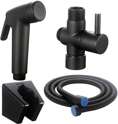 China amazon hot sale black bidet shattaf set with holder and shower hose for sale