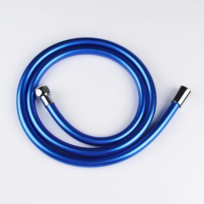 China Blue Color Plumbing PVC Shower Hose 150CM With Chorme Plated Brass Nut for sale