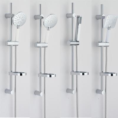 China Bathroom shower rail stainless steel chromed sliding bar set with shower head for sale