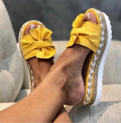 China Fashion Trend Summer Fashion Sandals Shoes Women Bow Summer Sandals Slipper Indoor Outdoor Flip Flops Beach Shoes Female Slippers for sale