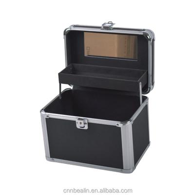 China Makeup Is Received Cosmetic Case With Mirror Travel Aluminum Environmental Friendly Material Portable Cosmetic Finishing Box for sale