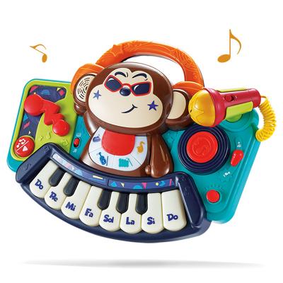 China Battery Operated DJ Monkey Piano Keyboard Kids Baby Toys PlasticTable Piano Music Baby with Music and Microphone for sale