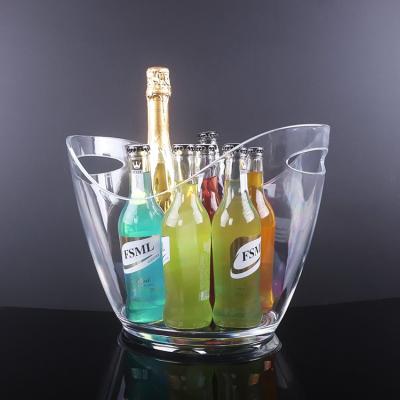 China Stocked Transparent 8L Bullion Ice Bucket Acrylic Plastic Beer Bucket For Party for sale