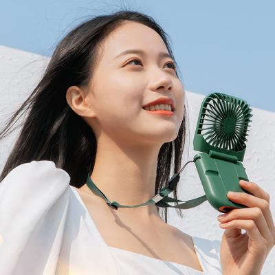 China CE 2022 Power Bank CE 2022 Neck Folding Fan Mini Plastic Fan Mute Mini Desk Fan Hidden Handle Portable Hanging Fan With Power Bank for sale