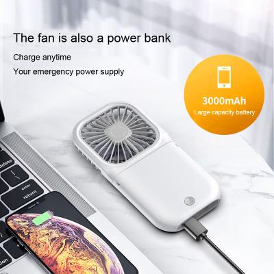 China Power Bank CE 2020 Fold Neck Fan Mini Portable USB Battery Small Personal Hanging Fans For Neck Lazy Hands Free for sale