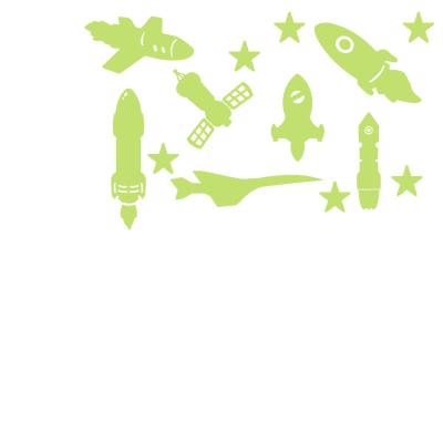 China WALL STICKER Night Glowcartoon Rocket Wall Decals PVC Ceiling Sticker Decor Luminous Kids Room Decoration for sale