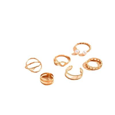 China CLASSIC Factory / Set Stock 9 Pcs Rings Words Bead Twist Hollow Knuckle Rings Multi Style Gold Plated Fashionable Ring Set for sale