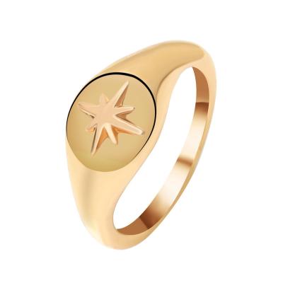 China CLASSIC factory stock ring with hexagram prints minimalist design finger fashion hot selling gold/silver plated jewelry rings for sale