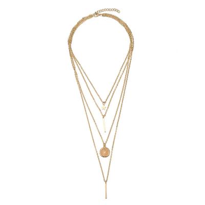 China CLASSIC factory current multi layer necklaces with thin chic design Sun star bar pendants chain necklaces classic necklaces for sale