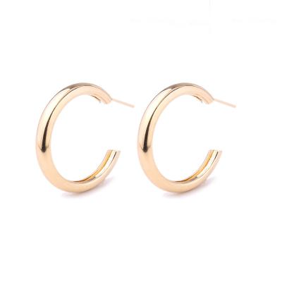 China Factory TRENDY Stock C Shaped Circle Earrings Style Minimalist Geometric Earrings Gold Plated Ear Jewelry For Women And Girs for sale