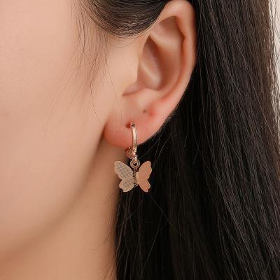 China Factory FASHIONABLE Stock Earrings Pendant Butterfly Charm Simple Ear Accessories Gold And Silver Plated Jewelry for sale