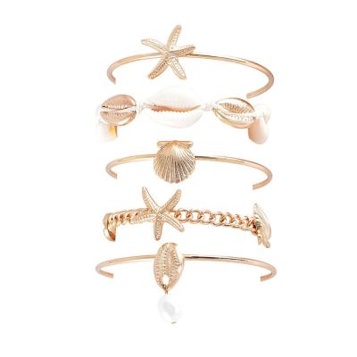 China BOHEMIA Factory Stock 5pcs Multi Style Jewelry Set Open Starfish Bead Bracelet Shell Rope Adjustable Bracelets Bohemian Pendant Summer for sale