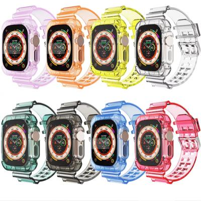 China Washable TPU Transparent Strap for Apple 8 7 Watch Band One-piece 40mm 45mm 49mm Wristbands For Apple Watch Ultra Silicone Watch Bands for sale