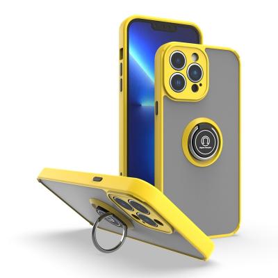 China Shockproof Shockproof Magnetic Case for iPhone 14 Ring Holder 2 In 1 TPU PC phone case For iPhone 13 12 with Camera Lens Protect phone case for sale