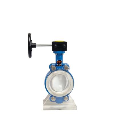 China General malleable iron body ptfe seal sanitary stainless anti-condensation wafer butterfly valve PN 10 for sale