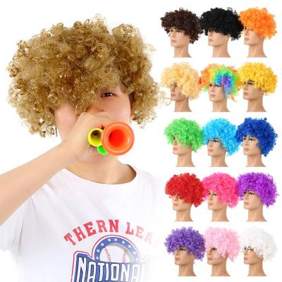 China FOOTBALL SPORTS PARTIES COSPLAY FOOTBALL SPORTS COSPLAY PARTY Factory Synthetic Hair Wigs For Football Fan Curly Hair Wig Curly Hair Synthetic Lace Front Wigs for sale