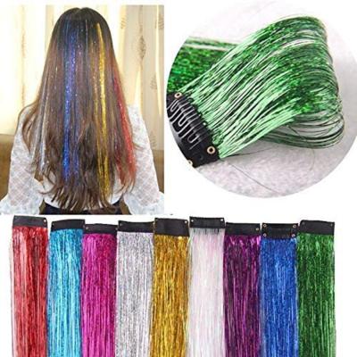 China Instant Shiny Hair Instant Shiny Hair Clip In Highlights Tinsel Bling Instant Shiny Hair For Festival Party Hair Extension 45cm Highlight 13g Glitter for sale