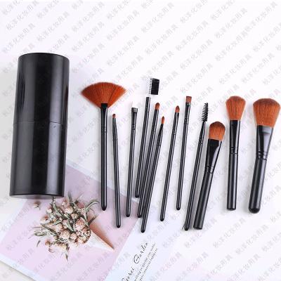 China Angular Blush Latest Quicksand Drill Professional Private Label Cosmetics 12 Portable Pcs Powder Makeup Brush Set for sale