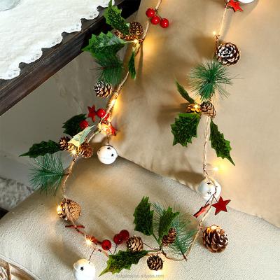 China Red Pinecone Berry Bell Fairy Light Copper String Lights Garland Holiday Decoration 20 LED Christmas String Lights for sale